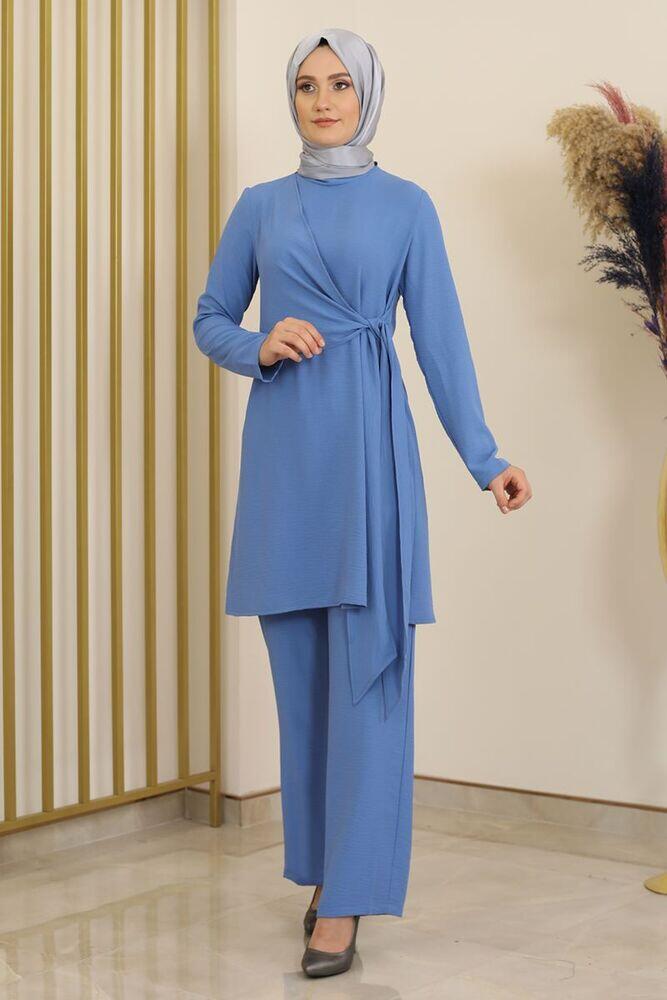 Ayrobin Kumaş Nilay İkili Takım İndigo - Fashion Showcase Design - FSC2097 