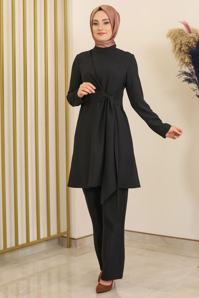 Ayrobin Kumaş Nilay İkili Takım Siyah - Fashion Showcase Design - FSC2097 