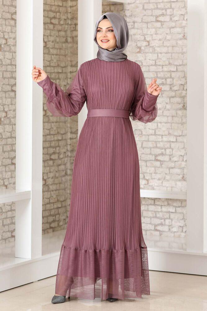 Begüm Pilise Detay Elbise Lila - Fashion Showcase Design - FSC3017 