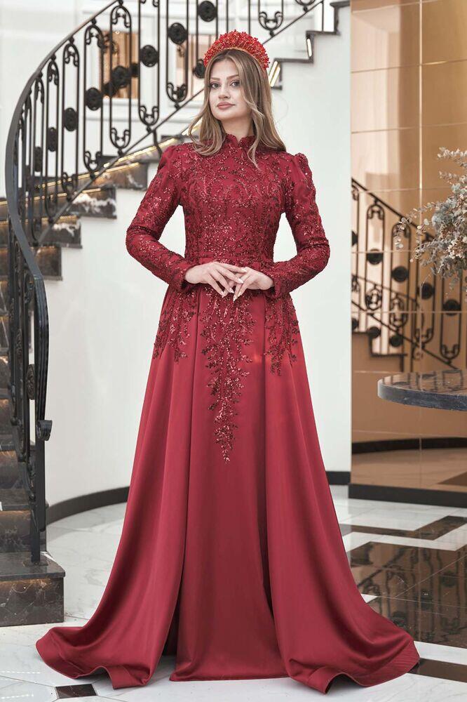 Berrak Abiye Bordo - Dresslife Tesettür Giyim - DRS3013 