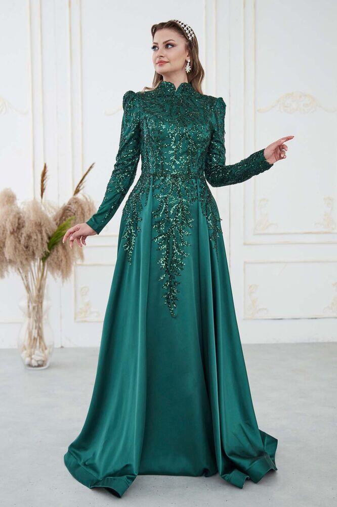 Berrak Abiye Zümrüt - Dresslife Tesettür Giyim - DRS3013 