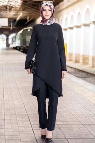 Buse İkili Takım Siyah - Ahunur Moda Tesettür Giyim - AHN1004 