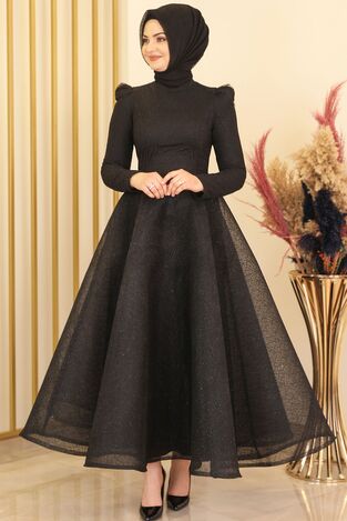 Çalıkuşu Gamze Abiye Siyah - Fashion Showcase Design - fsc2144 