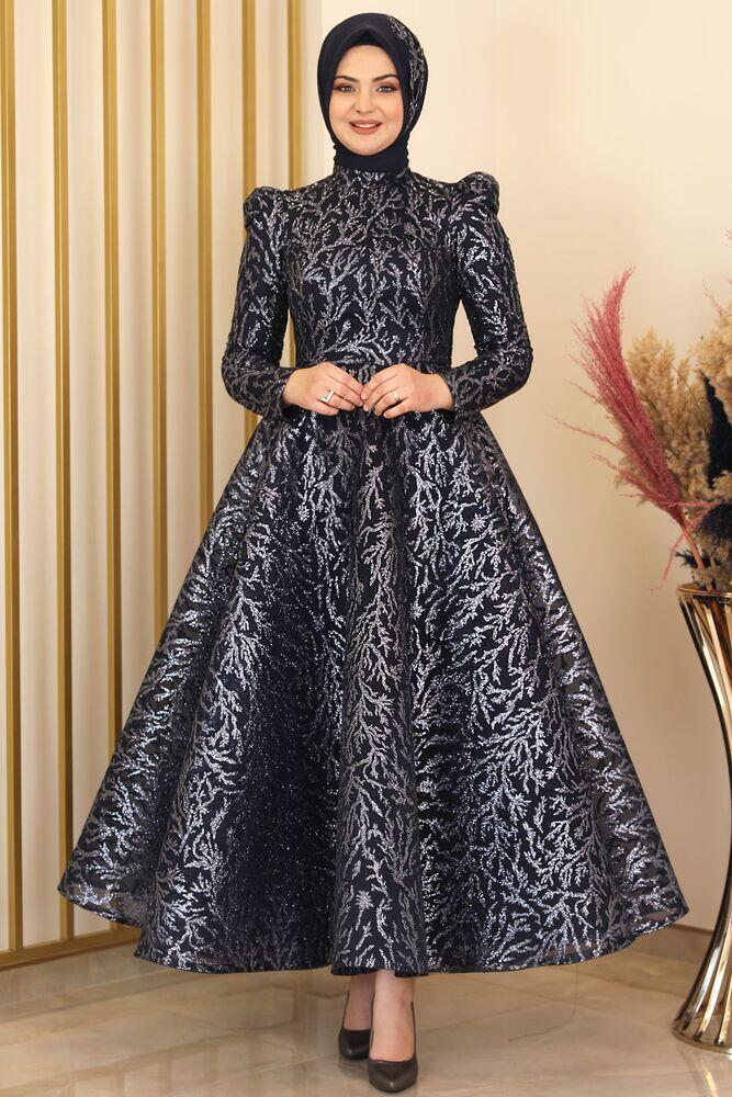 Çalıkuşu Sarmaşık Abiye Lacivert - Fashion Showcase Design - FSC2125 