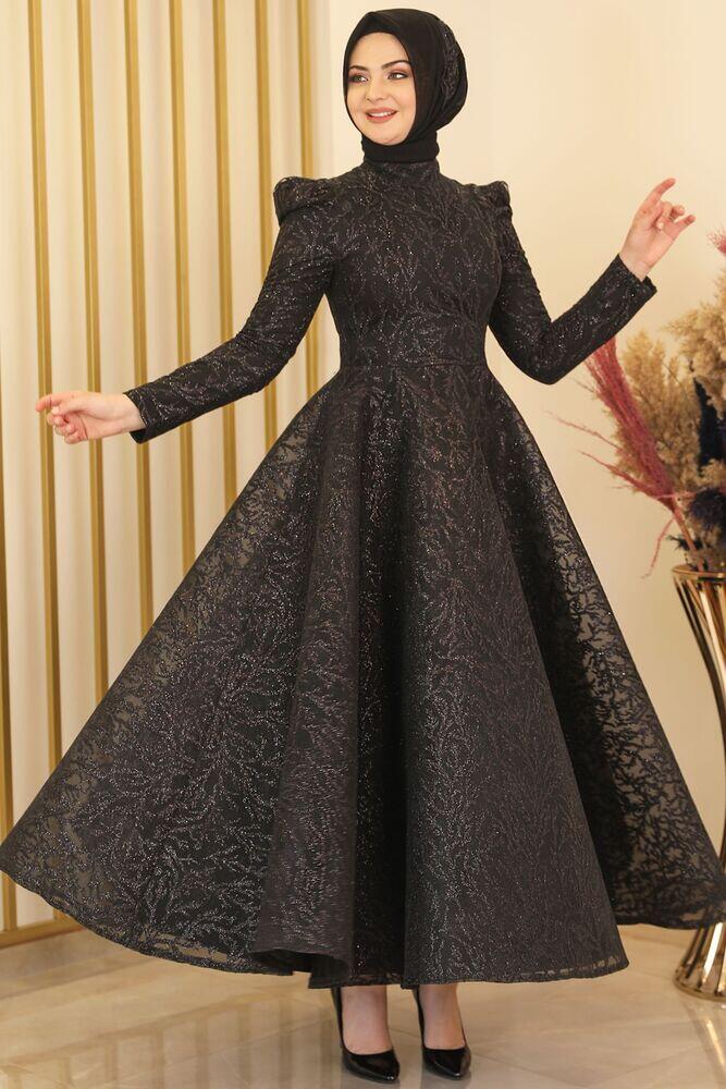Çalıkuşu Sarmaşık Abiye Siyah - Fashion Showcase Design - FSC2125 
