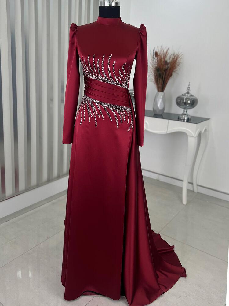 Ceyla Abiye Bordo - RANA ZENN - RNZ1112 - Rana Zenn