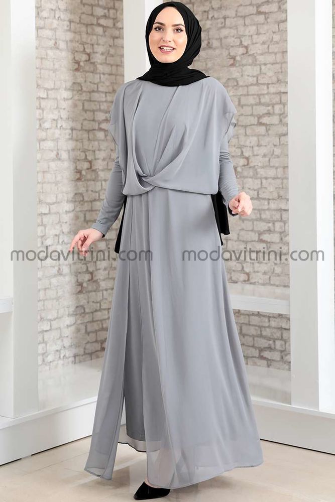 Chiffon Salopette - Chiffon Détaillée - Gris - MDV2047 