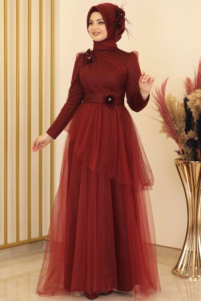 Çiçek Abiye Bordo - Fashion Showcase Design - FSC2140 