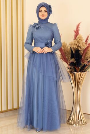 Çiçek Abiye İndigo - Fashion Showcase Design - FSC2140 