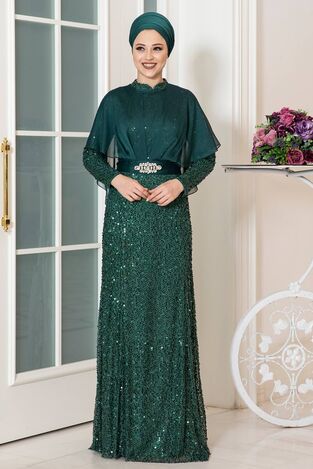 Deren Abiye Zümrüt - Dresslife Tesettür Giyim - ALM2080 