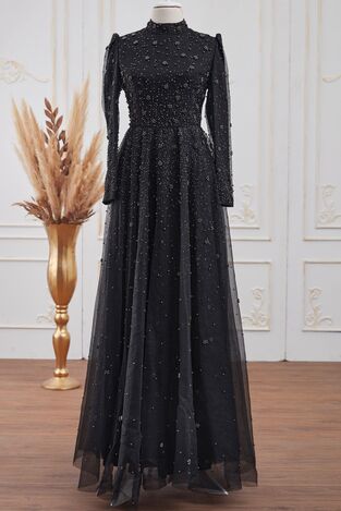 Efnan Abiye Siyah - Dresslife Tesettür Giyim - ALM2108 