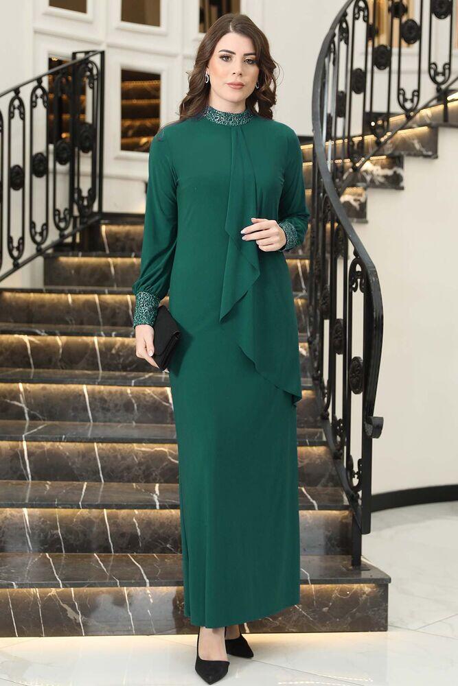 Efsane Candy Elbise Zümrüt - Elben Tesettür Giyim - ELN1014 