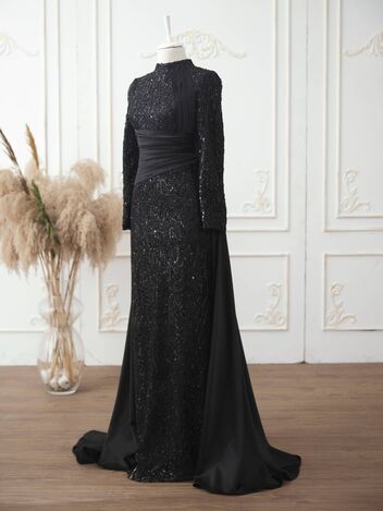 Elvis Abiye Siyah - Dresslife Tesettür Giyim - DRS3001 