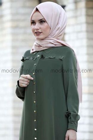 Fırfırlı Uzun Tunik Haki - Fashion Showcase Design - FSC2118 