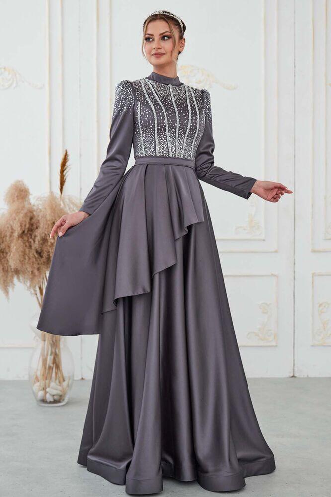 Fiyona Abiye Gri - Dresslife Tesettür Giyim - DRS3015 