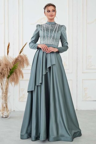 Fiyona Abiye Yeşil - Dresslife Tesettür Giyim - DRS3015 