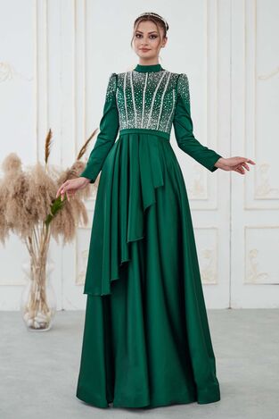 Fiyona Abiye Zümrüt - Dresslife Tesettür Giyim - DRS3015 