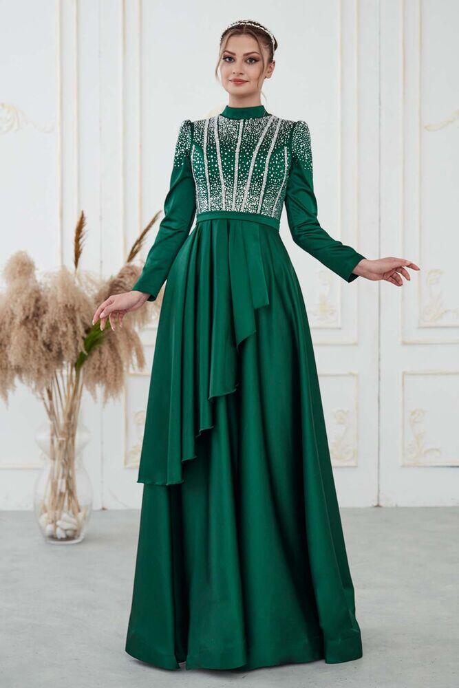 Fiyona Abiye Zümrüt - Dresslife Tesettür Giyim - DRS3015 