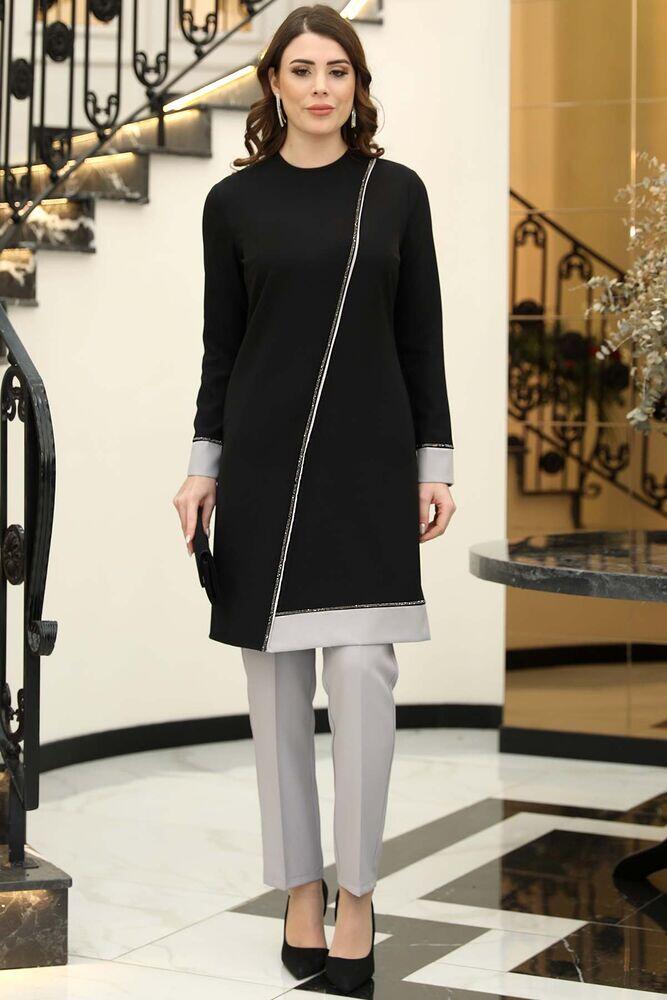 Gözde Takım Siyah - Elben Tesettür Giyim - ELN1013 