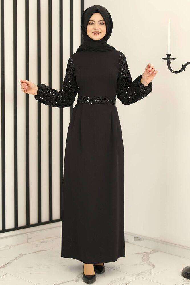 Hilal Abiye Elbise Siyah - Fashion Showcase Design - FSC3020 - Fashion Showcase Design