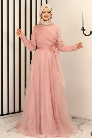 İnci Tül Abiye Pudra - Fashion Showcase Design - FSC2158 
