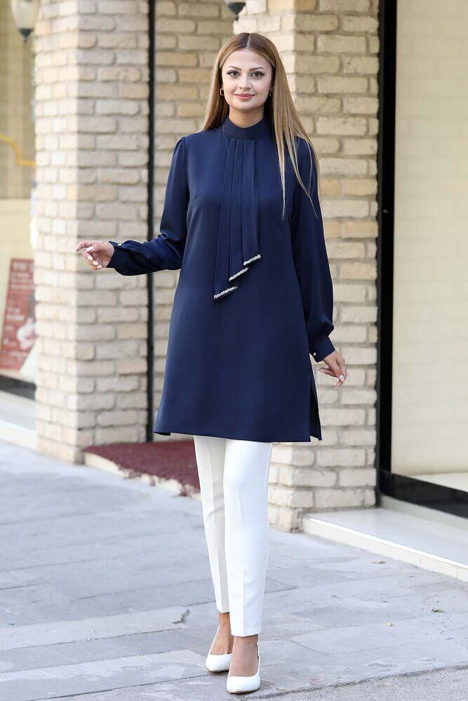Işıl Tunik Lacivert - Ahunur Moda Tesettür Giyim - AHN1012 - Ahunur Moda Tesettür Giyim