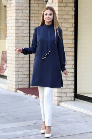 Işıl Tunik Lacivert - Ahunur Moda Tesettür Giyim - AHN1012 