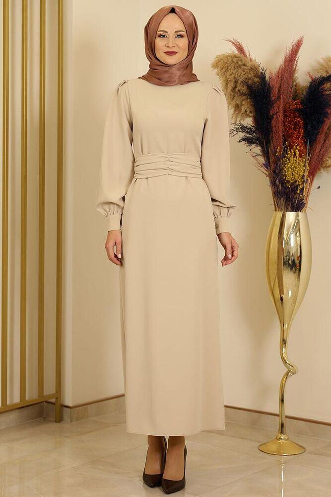 Kuşağı Büzgülü Elbise Taş - Fashion Showcase Design - FSC2110 