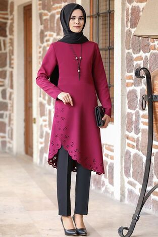 Lazer İkili Takım Mürdüm - Ahunur Moda Tesettür Giyim - AHN1005 