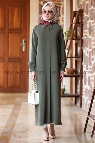 Long Tunic - Crepe - Khaki - MDV2003 
