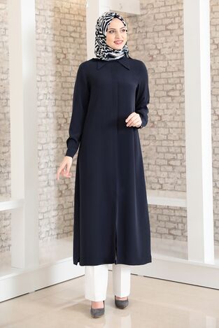 Long Tunic - Crepe - Navy - MDV2003 
