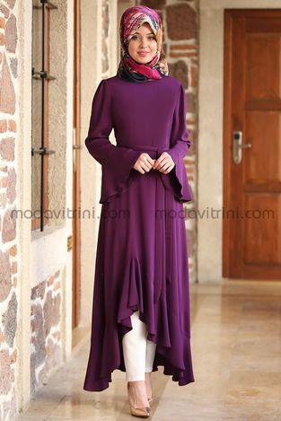 Long Tunic - Fringed - Plum - MDV2008 