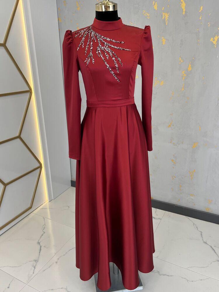 Mina Saten Abiye Bordo - RANA ZENN - RNZ1110 