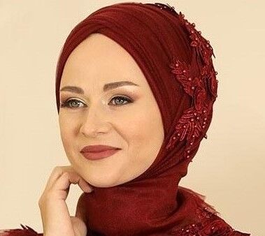 Minel Abiye Tül Şal ve Aplik Bordo - Fashion Showcase Design - FSC2115 