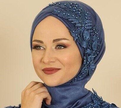 Minel Abiye Tül Şal ve Aplik İndigo - Fashion Showcase Design - FSC2115 