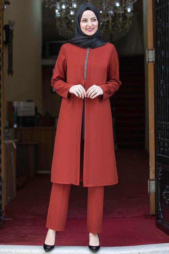 Nervürlü Taş Detay İkili Takım Kiremit FSC2066 