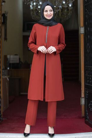 Nervürlü Taş Detay İkili Takım Kiremit FSC2066 