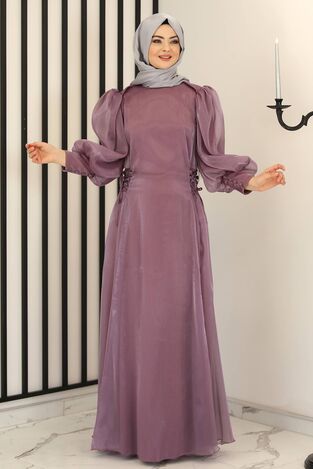 Nil Yandan Bağcıklı Abiye Lila - Fashion Showcase Design - FSC3008 