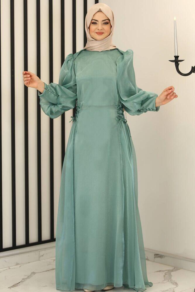 Nil Yandan Bağcıklı Abiye Mint - Fashion Showcase Design - FSC3008 