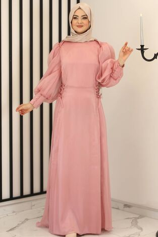 Nil Yandan Bağcıklı Abiye Pudra - Fashion Showcase Design - FSC3008 