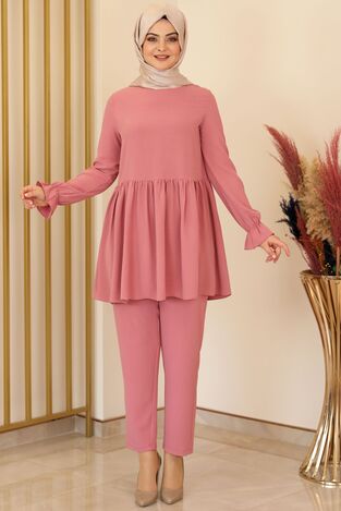 Nur Aerobin Pantolonlu Takım Gül Kurusu - Fashion Showcase Design - FSC2137 
