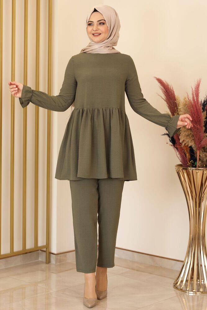 Nur Aerobin Pantolonlu Takım Haki - Fashion Showcase Design - FSC2137 