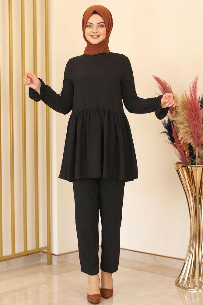Nur Aerobin Pantolonlu Takım Siyah - Fashion Showcase Design - FSC2137 