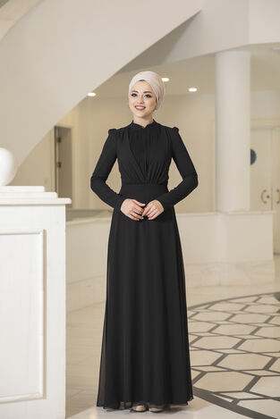 Özüm Elbise Siyah - Dresslife Tesettür Giyim - ALM2078 