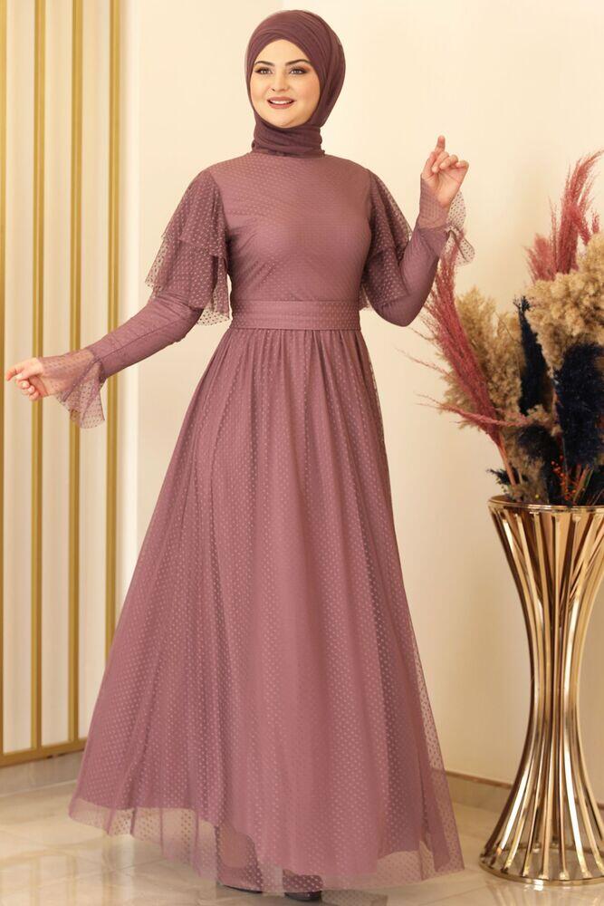 Puanlı Tül Abiye Lila - Fashion Showcase Design - FSC2117 