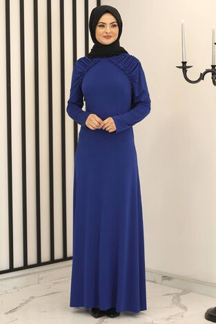 Reglan Kol Abiye Elbise Saks - Fashion Showcase Design - FSC3014 