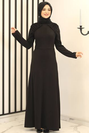 Reglan Kol Abiye Elbise Siyah - Fashion Showcase Design - FSC3014 