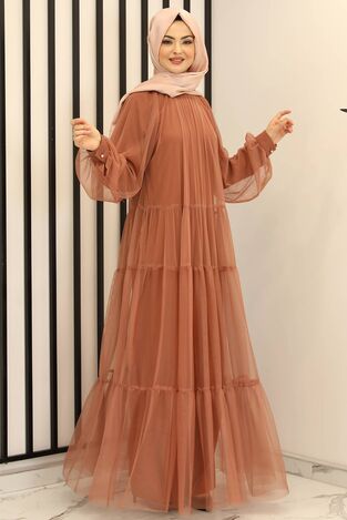 Relax Tül Abiye Soğan Kabuğu - Fashion Showcase Design - FSC3001 