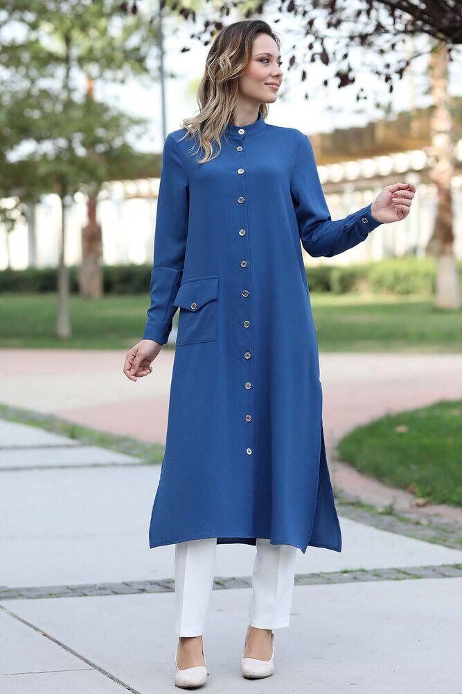 Rozalin Tunik İndigo - Fashion Showcase Design - FSC3045 - Fashion Showcase Design