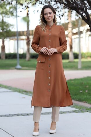 Rozalin Tunik Kahverengi - Fashion Showcase Design - FSC3045 
